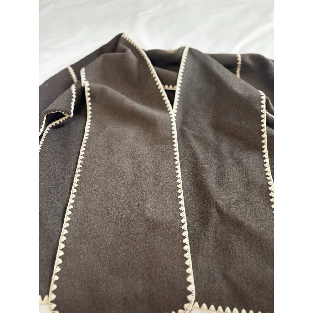Quince Women's Double-faced Merino Wool Draped Collar Wrap Coat Brown XL - Picture 5 of 11